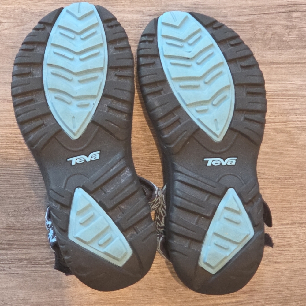 Women’s Size 9 TEVA Hurricane Sandals Blue Black Strap On Hook & Loop - Picture 6 of 15